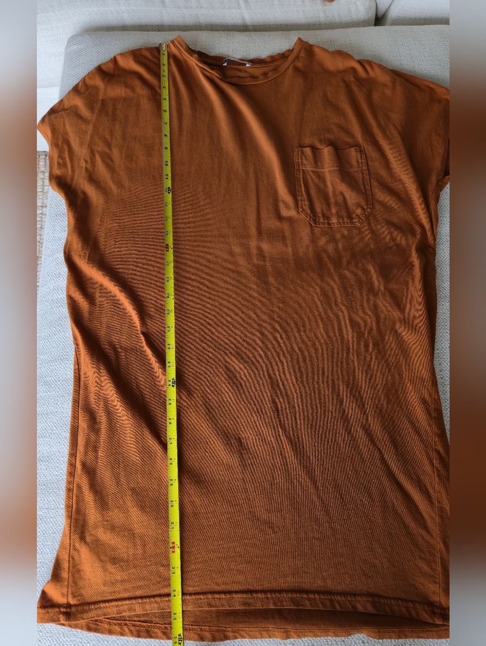 Zara T-shirt Dress Cotton Pocket Burnt Orange M Oversized Comfortable Summer